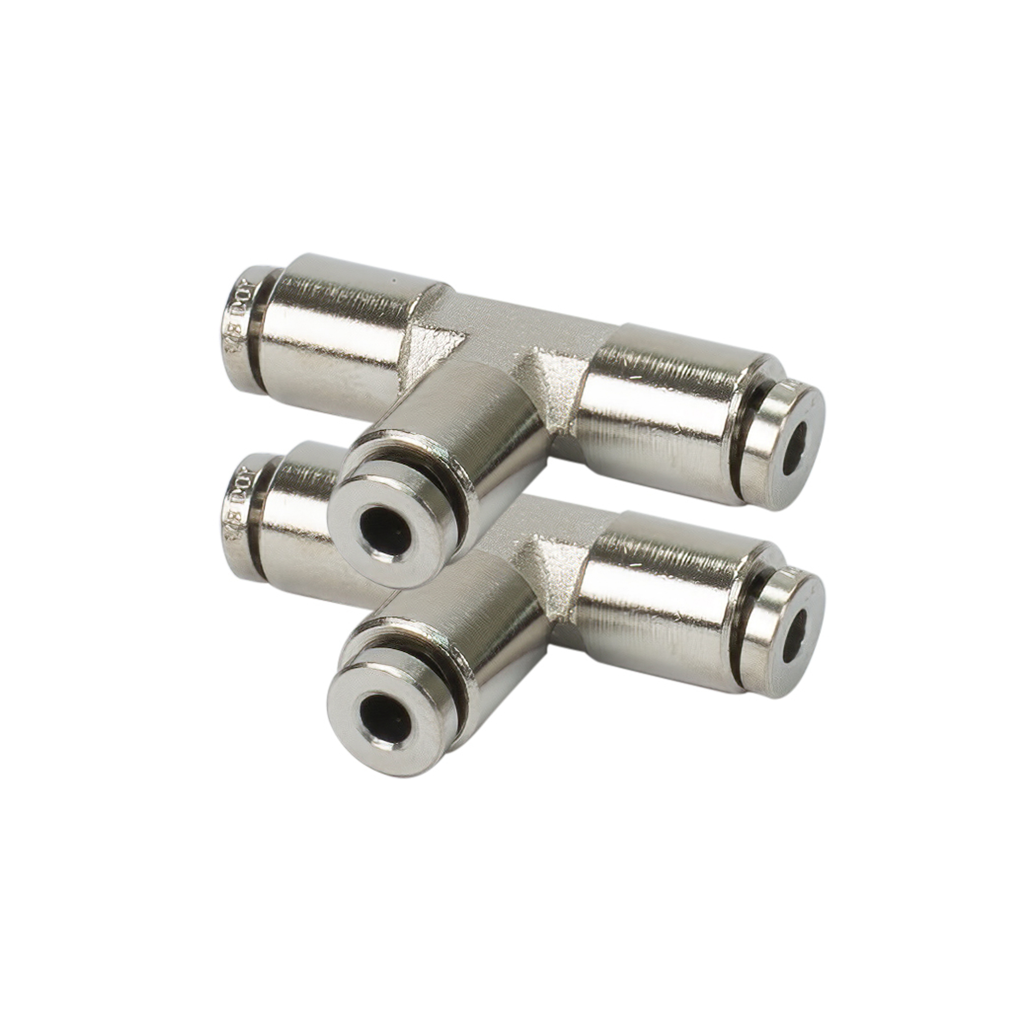 Viair T-Union PTC Fitting - Nickel-Plated Brass, 1/8in. x 1/8in. x 1/8in., 200 PSI, DOT Approved, Model# 11810